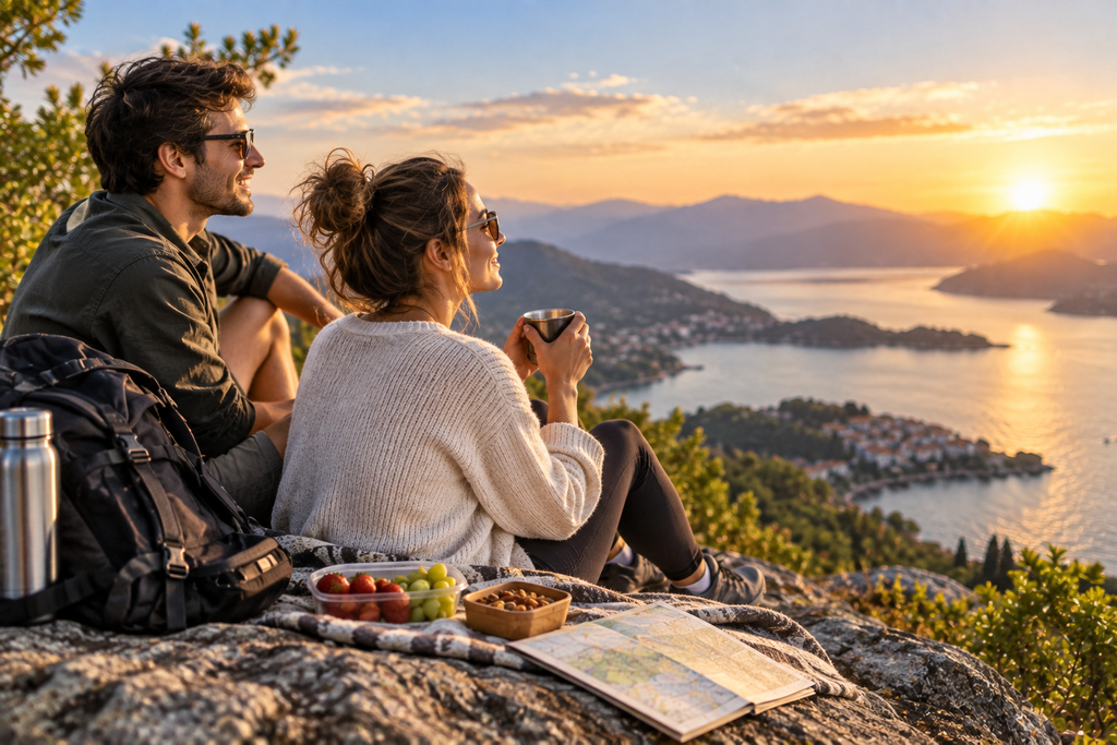 Couple enjoying a peaceful outdoor picnic while embracing a balanced and financially mindful lifestyle