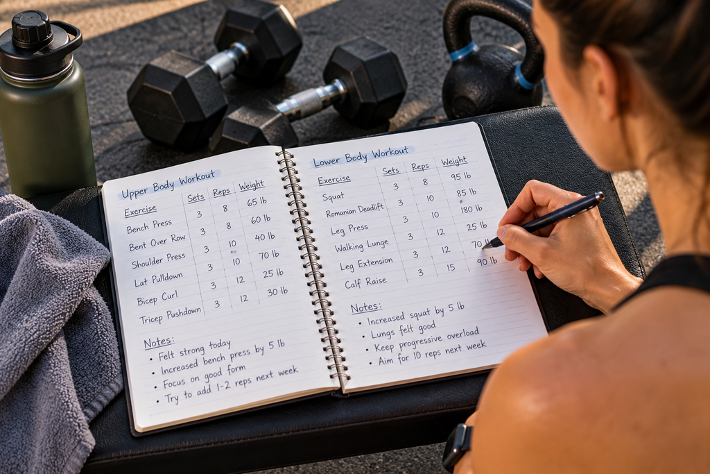 Workout log for tracking progressive overload